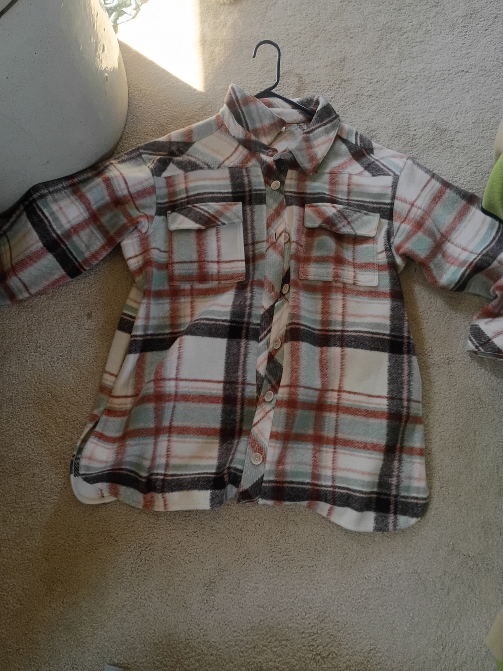 Maurices Cream, Rust & Sage Plaid Button-Down Women's Shacket